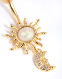 Gold Surgical Steel Sun and Moon Belly Bar - link has visual effect only