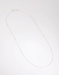 Silver Plated Long Box Chain Necklace - link has visual effect only
