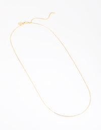 Gold Plated Long Plain Chain Necklace - link has visual effect only