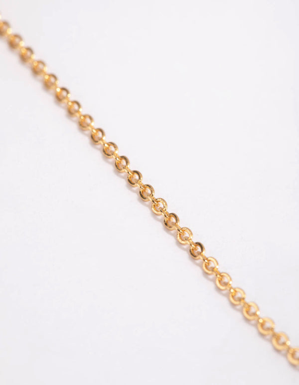 Gold Plated Long Plain Chain Necklace