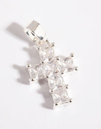 Silver Plated Cubic Zirconia Cross Charm - link has visual effect only