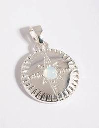 Silver Plated Moonstone Star Disc Charm - link has visual effect only