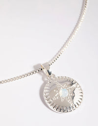 Silver Plated Moonstone Star Disc Charm - link has visual effect only