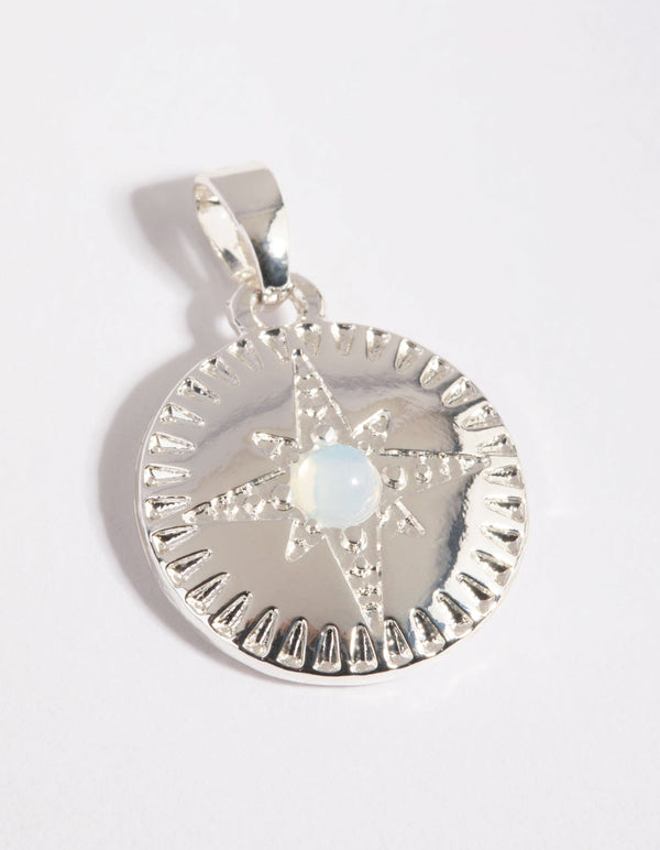 Silver Plated Moonstone Star Disc Charm