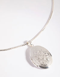 Silver Plated Etched Oval Locket Charm - link has visual effect only