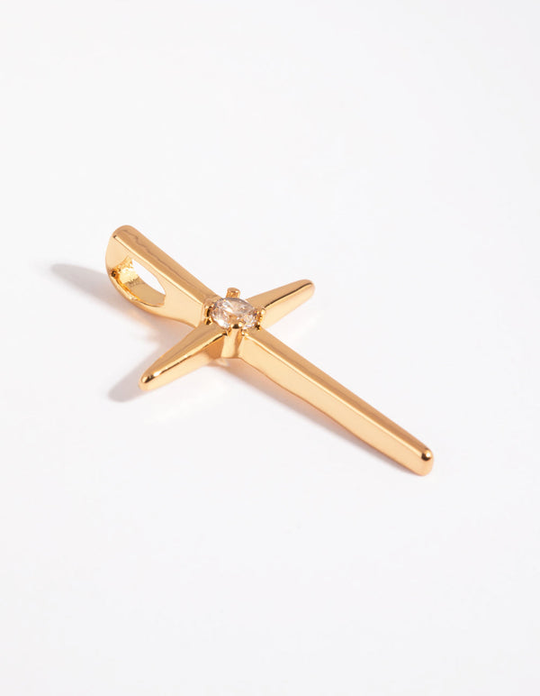 Gold Plated Cubic Zirconia Cross Charm