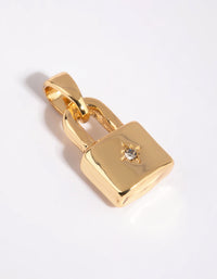 Gold Plated Padlock Charm - link has visual effect only
