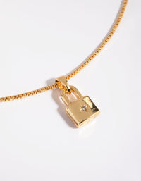 Gold Plated Padlock Charm - link has visual effect only