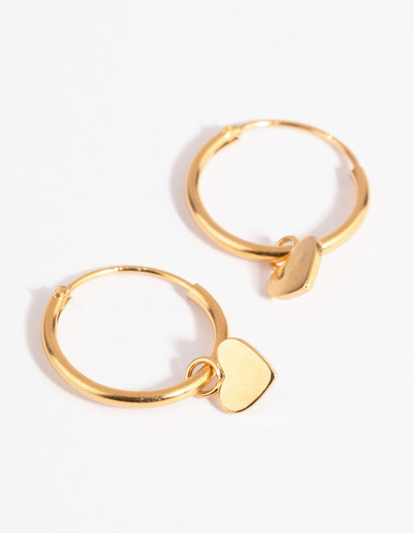 Gold Plated Sterling Silver Heart Stud and Hoop Earring Pack