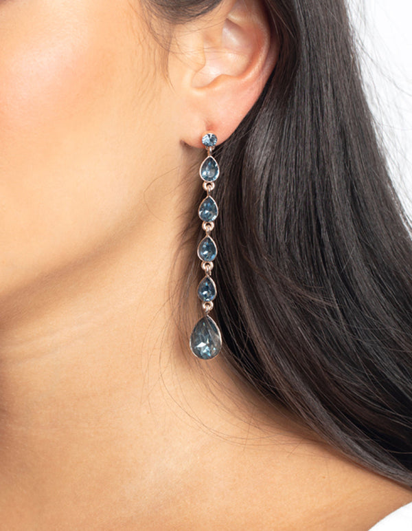 Navy Mixed Shape Drop Earrings
