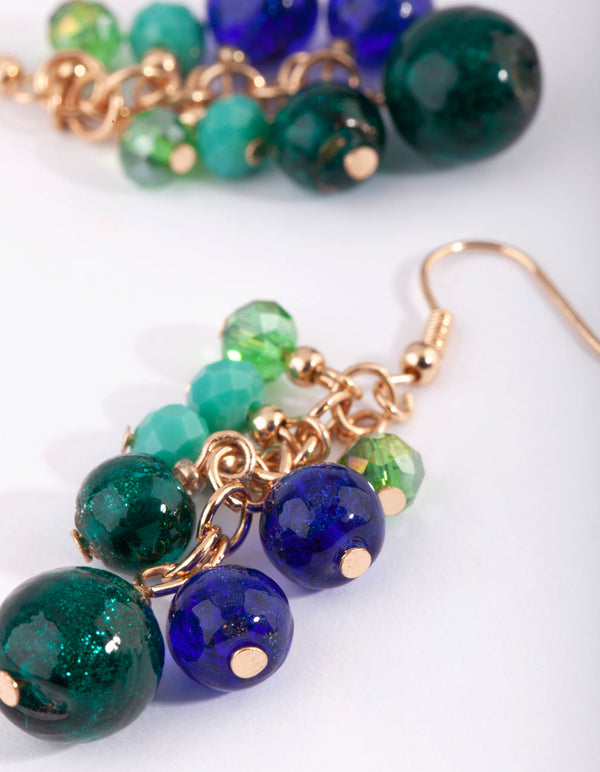 Gold Cluster Drop Earrings