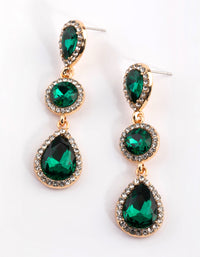 Green Diamante Circle and Teardrop Earrings - link has visual effect only