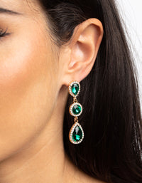 Green Diamante Circle and Teardrop Earrings - link has visual effect only