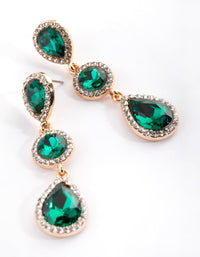 Green Diamante Circle and Teardrop Earrings - link has visual effect only