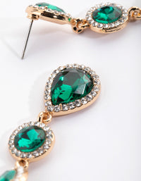 Green Diamante Circle and Teardrop Earrings - link has visual effect only