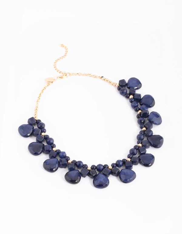 Blue Facet Bead Necklace