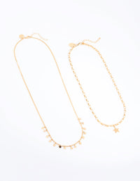 Gold Plated Surgical Steel Star Necklace Set - link has visual effect only