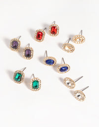 Gold Gem Stud Earring Pack - link has visual effect only