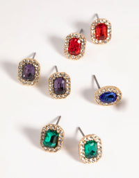 Gold Gem Stud Earring Pack - link has visual effect only