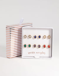 Gold Gem Stud Earring Pack - link has visual effect only