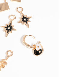 Gold Snake and Ying Yang Huggie Charm Earring Pack - link has visual effect only