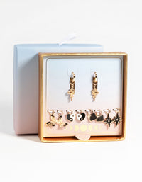 Gold Snake and Ying Yang Huggie Charm Earring Pack - link has visual effect only