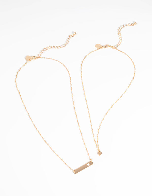 Gold Heart Necklace Set