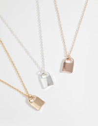 Mixed Metal Padlock Necklace Set - link has visual effect only