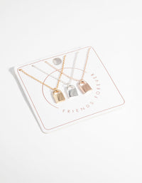 Mixed Metal Padlock Necklace Set - link has visual effect only