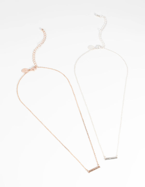 Mixed Metal Sister Necklace Set