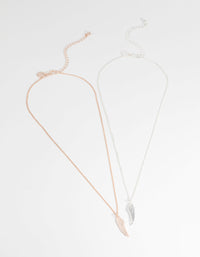Mixed Metal Wings Necklace Set - link has visual effect only