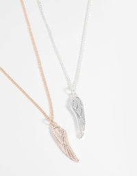 Mixed Metal Wings Necklace Set - link has visual effect only
