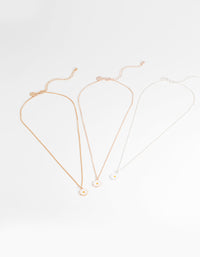 Mixed Metal White Flower Necklace Set - link has visual effect only