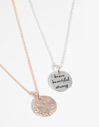 Mixed Metal and Diamante Affirmation Necklace Set - link has visual effect only