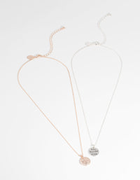 Mixed Metal and Diamante Affirmation Necklace Set - link has visual effect only