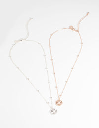 Mixed Metal Textured Disc Necklace Set - link has visual effect only