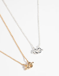 Mixed Metal Knot Necklace Set - link has visual effect only
