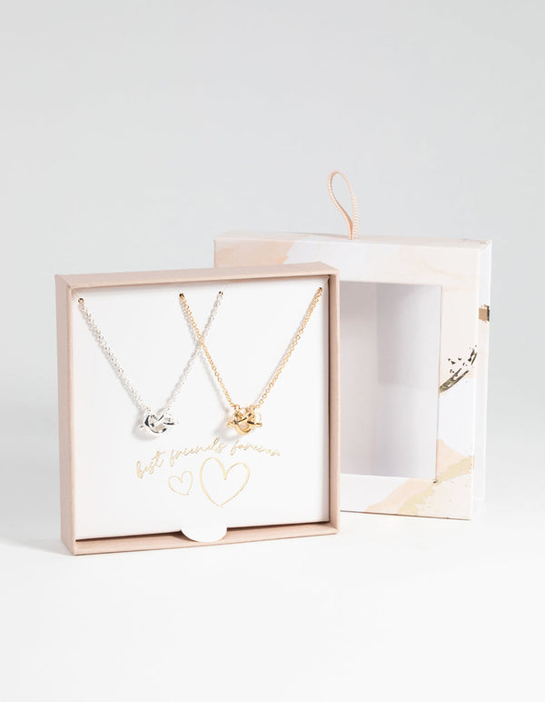 Mixed Metal Knot Necklace Set
