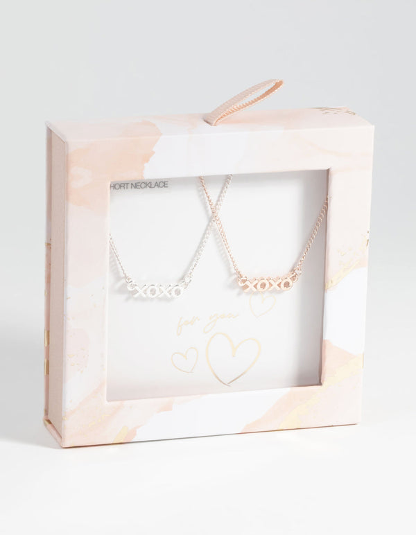 Mixed Metal XO Necklace Set