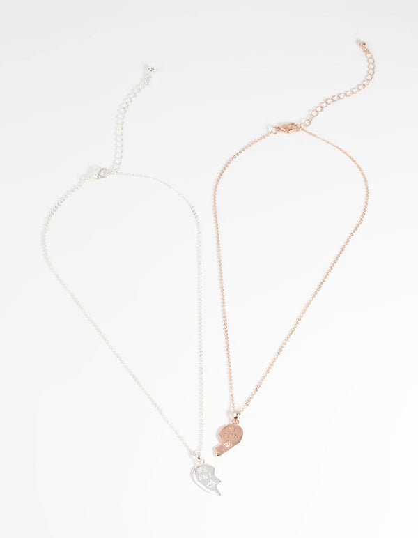 Mixed Metal Best Friend Necklace Set