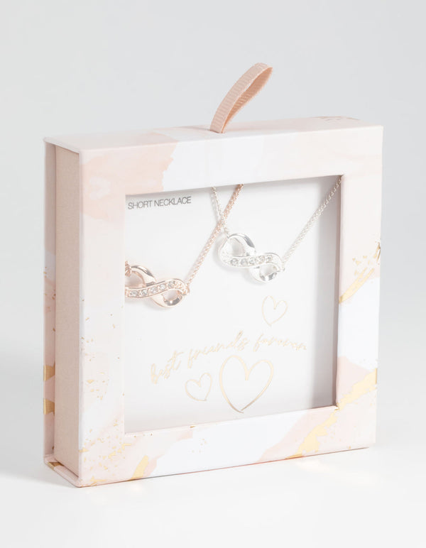 Mixed Metal Infinity Necklace Set