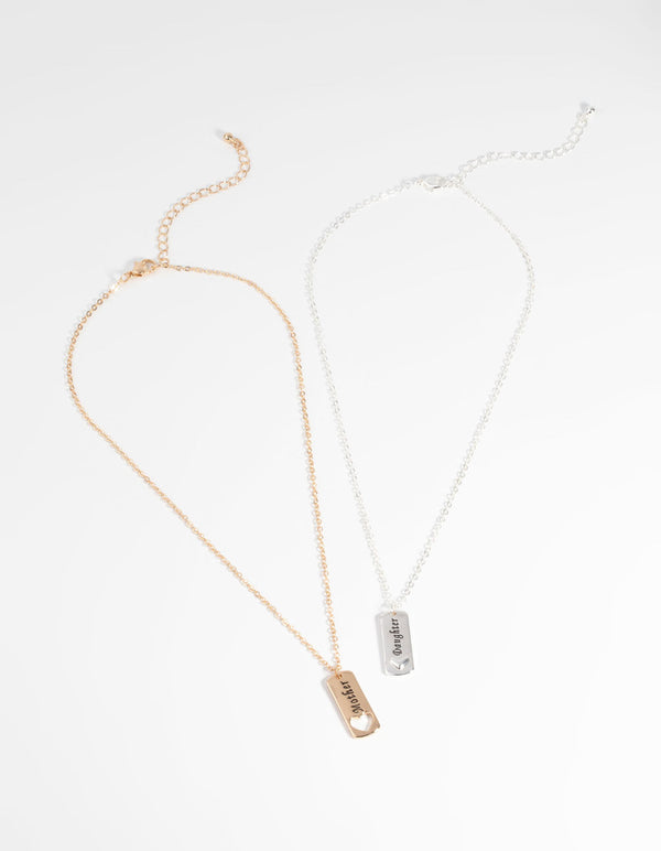 Mixed Metal Mother and Daughter Necklace Set