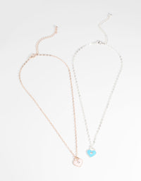 Mixed Metal Heart Necklace Set - link has visual effect only