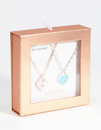 Mixed Metal Heart Necklace Set - link has visual effect only