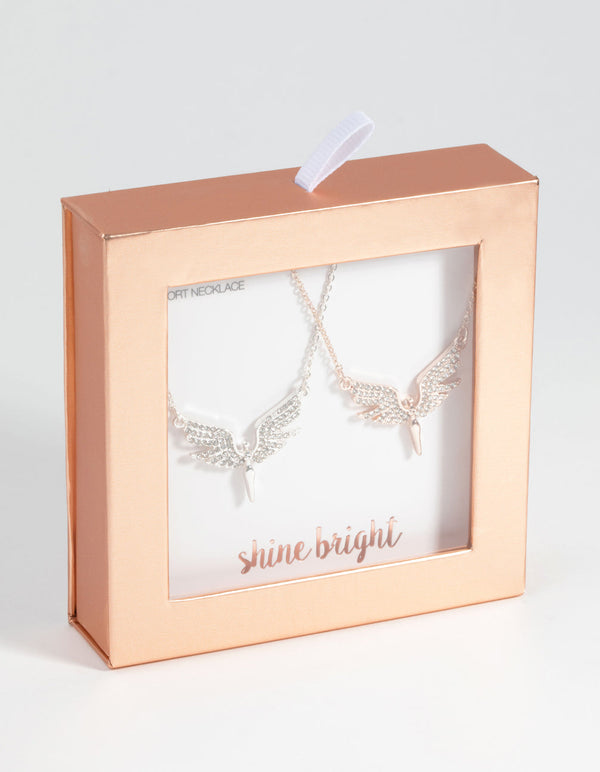 Mixed Metal Angel Necklace Set