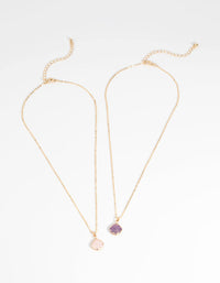 Mixed Metal Semi-Precious Necklace Set - link has visual effect only