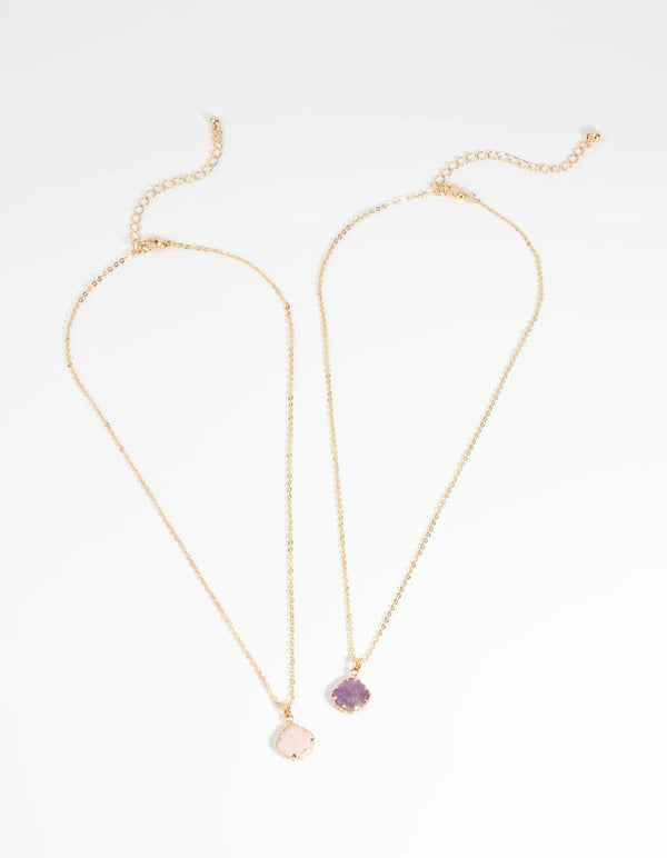 Mixed Metal Semi-Precious Necklace Set