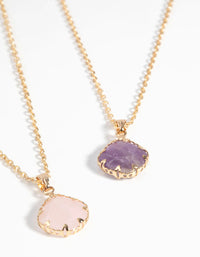 Mixed Metal Semi-Precious Necklace Set - link has visual effect only