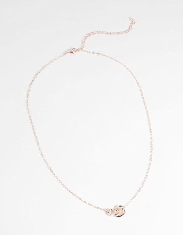Rose Gold Dainty Heart Necklace Set