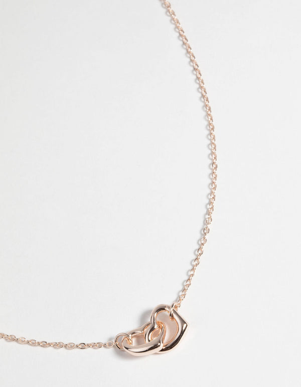 Rose Gold Dainty Heart Necklace Set